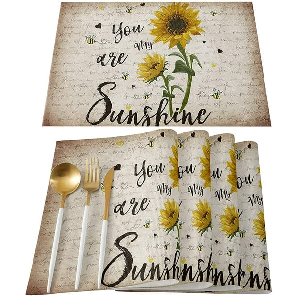Spring Yellow Sunflower Placemats Set of 4 Non Slip Dining Table Mats Vinyl Placemat Table Place Mats for Kitchen Home Decoration 12 X 18 Spring Yellow Sunflower Placemats Set of 4 Non Slip Dining Table Mats Vinyl Placemat Table Place Mats for Kitchen Home Decoration 12 X 18